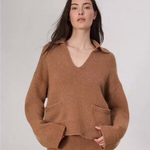 RAG & BONE danica wool- cashmere polo sweater camel M